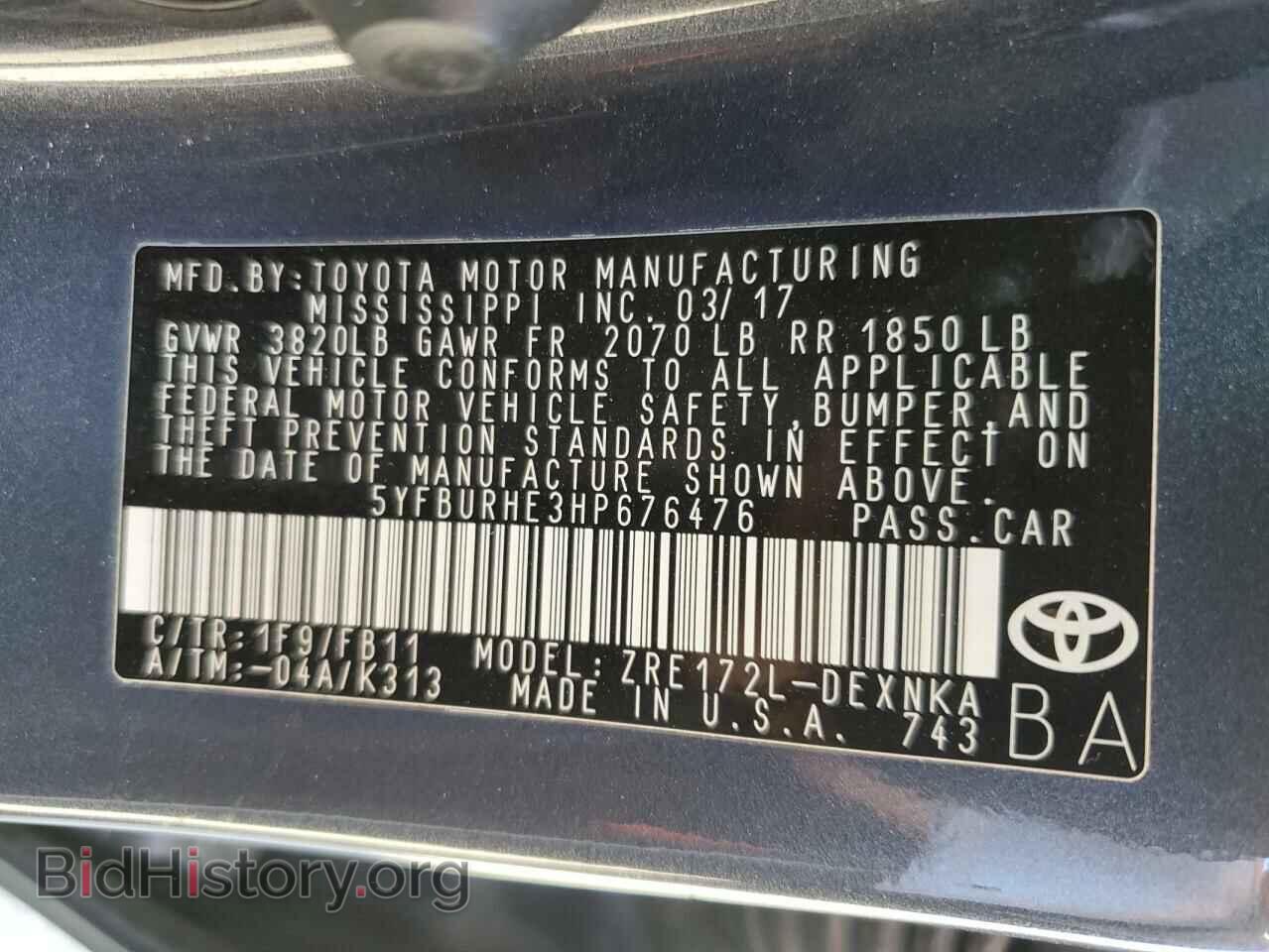 2017 TOYOTA COROLLA - VIN: 5YFBURHE3HP676476 - Фото 12