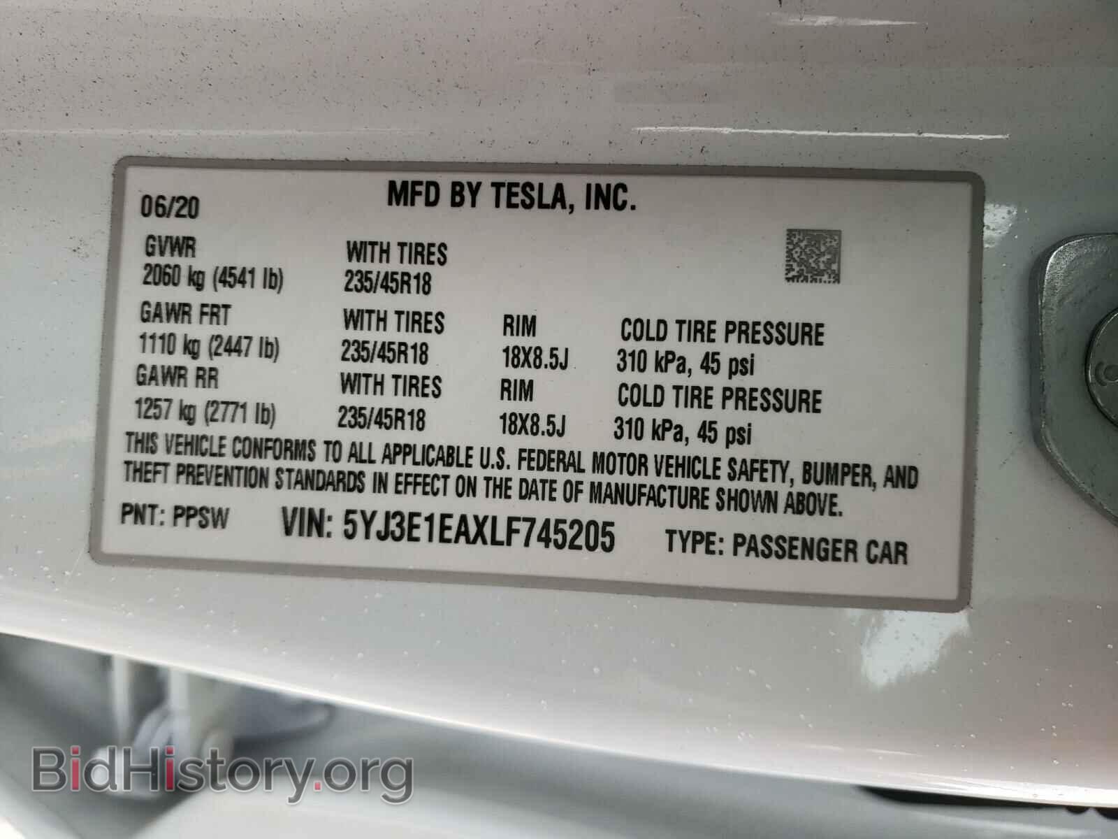 2020 TESLA MODEL 3 - VIN: 5YJ3E1EAXLF745205 - Photo 10
