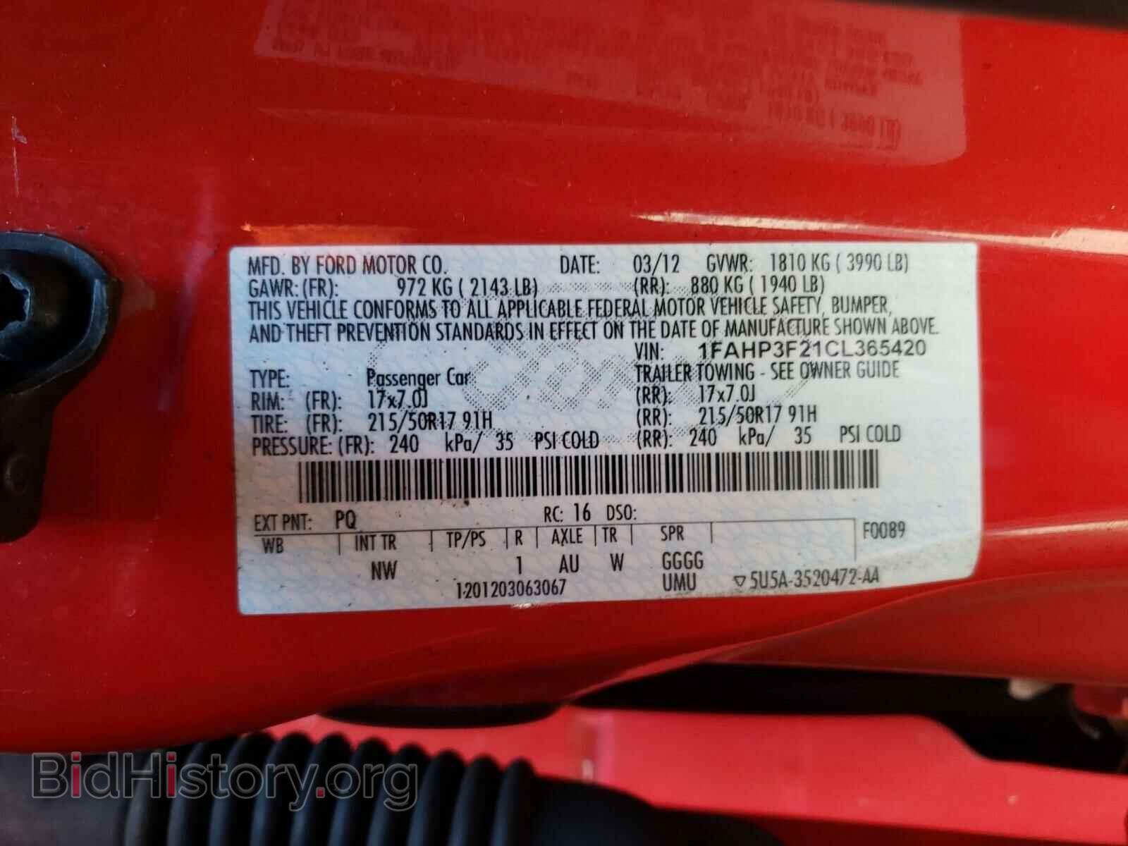 2012 FORD FOCUS - VIN: 1FAHP3F21CL365420 - Фото 10