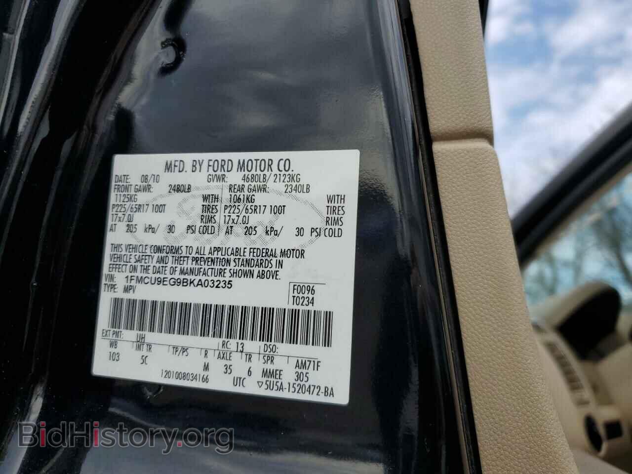2011 FORD ESCAPE - VIN: 1FMCU9EG9BKA03235 - Фото 13