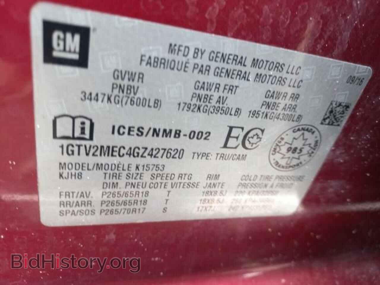 2016 GMC SIERRA - VIN: 1GTV2MEC4GZ427620 - Фото 10