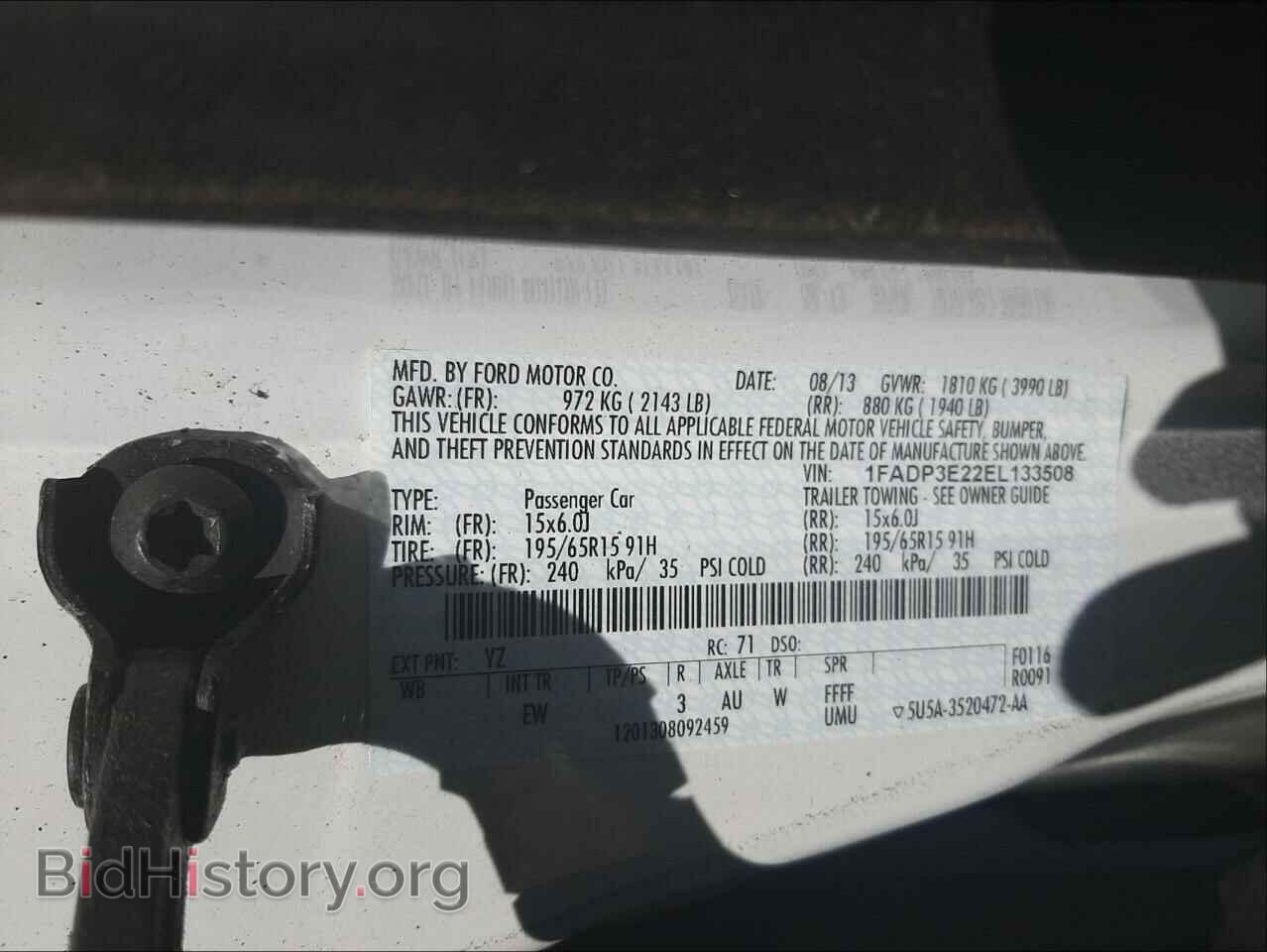 2014 FORD FOCUS - VIN: 1FADP3E22EL133508 - Фото 10