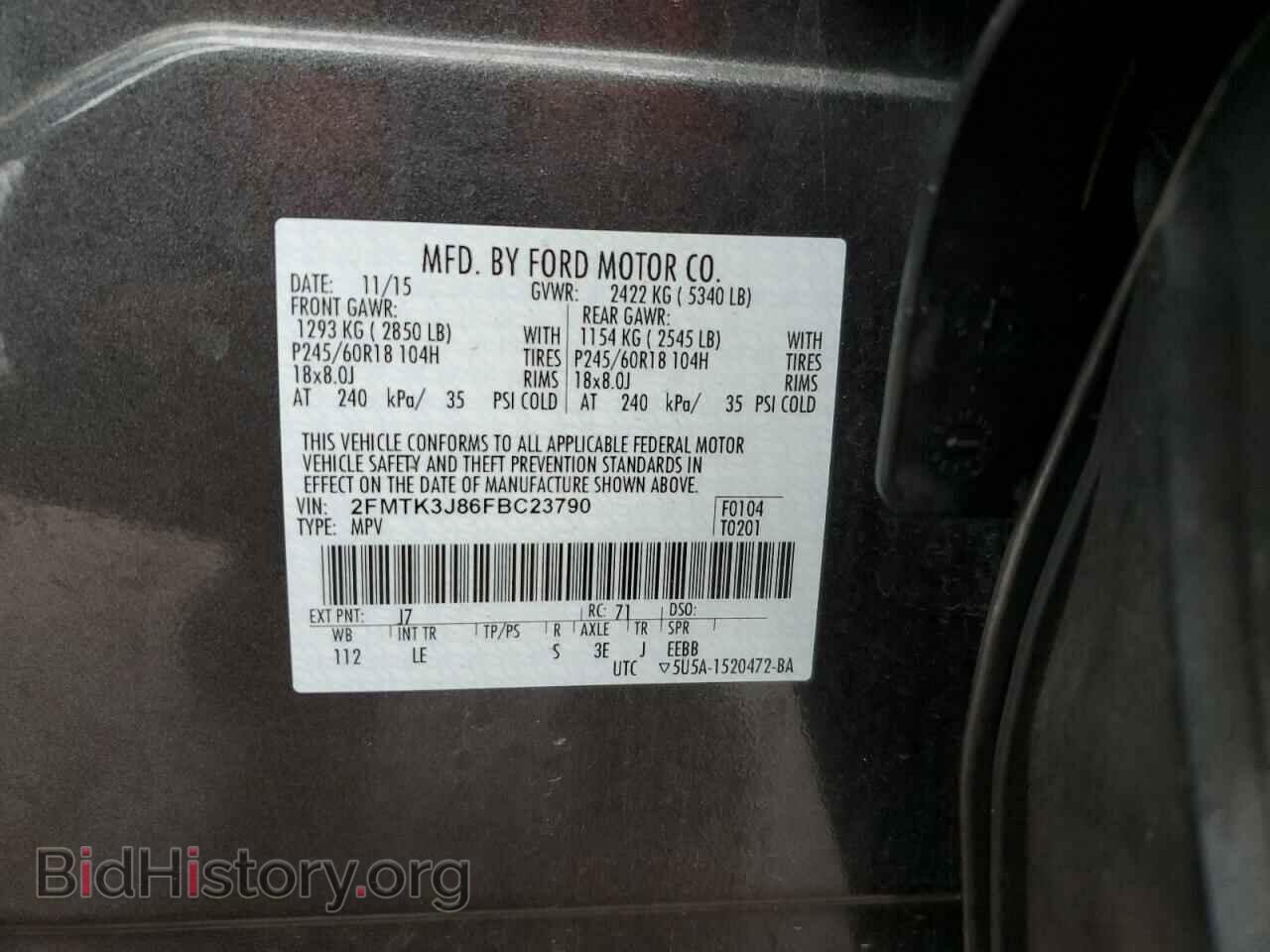 2015 FORD EDGE - VIN: 2FMTK3J86FBC23790 - Photo 13