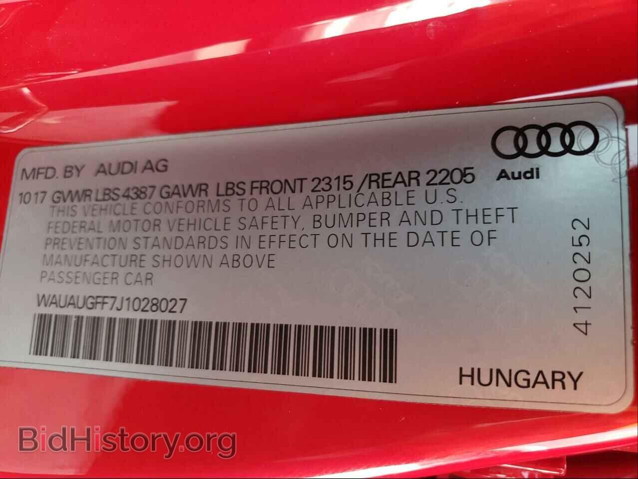 2018 AUDI A3 - VIN: WAUAUGFF7J1028027 - Фото 10