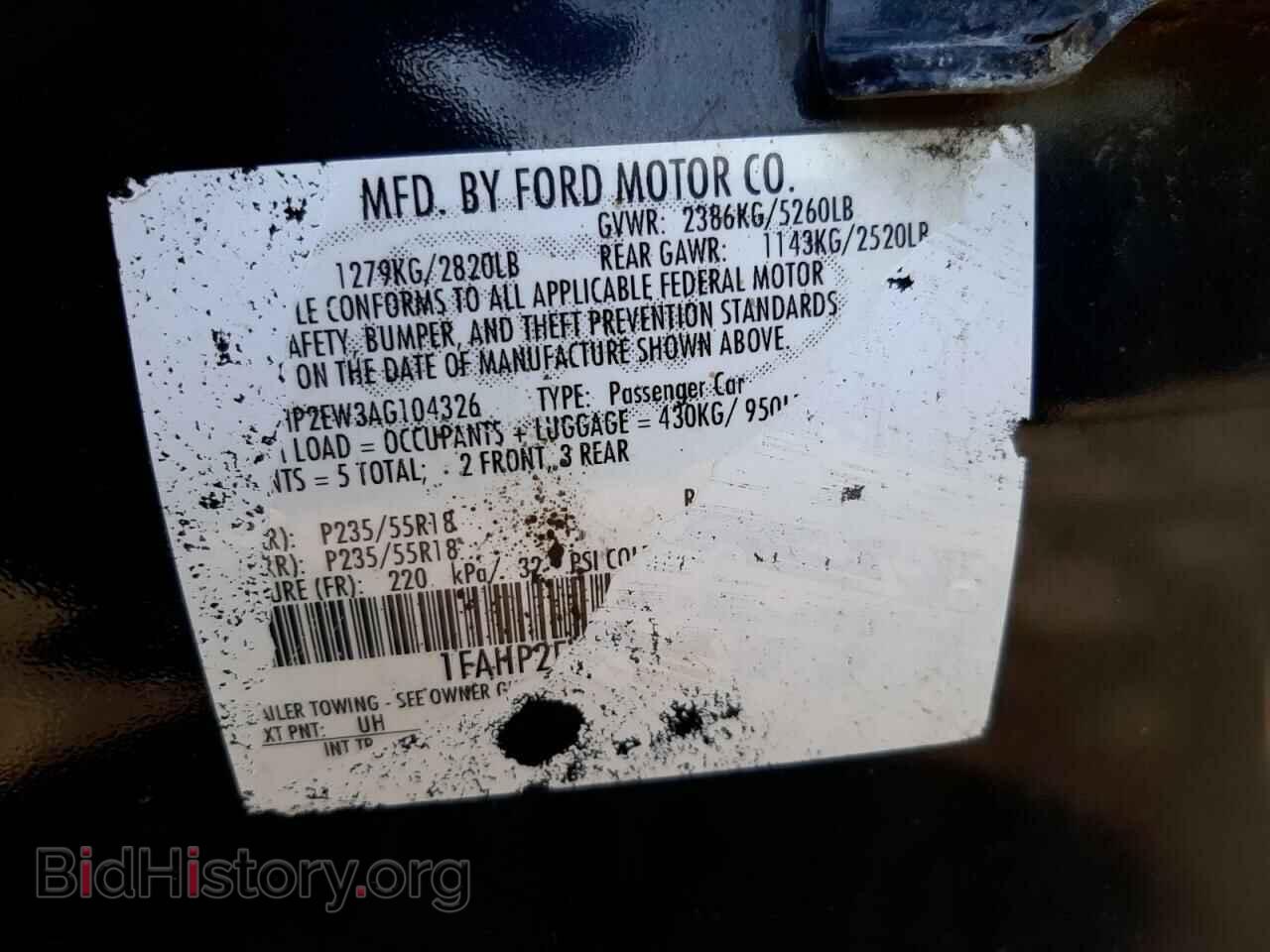 2010 FORD TAURUS - VIN: 1FAHP2EW3AG104326 - Фото 10