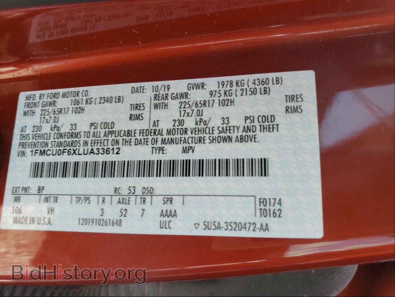 2020 FORD ESCAPE - VIN: 1FMCU0F6XLUA33612 - Photo 10