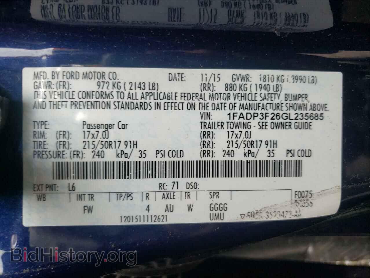 2016 FORD FOCUS - VIN: 1FADP3F26GL235685 - Фото 10