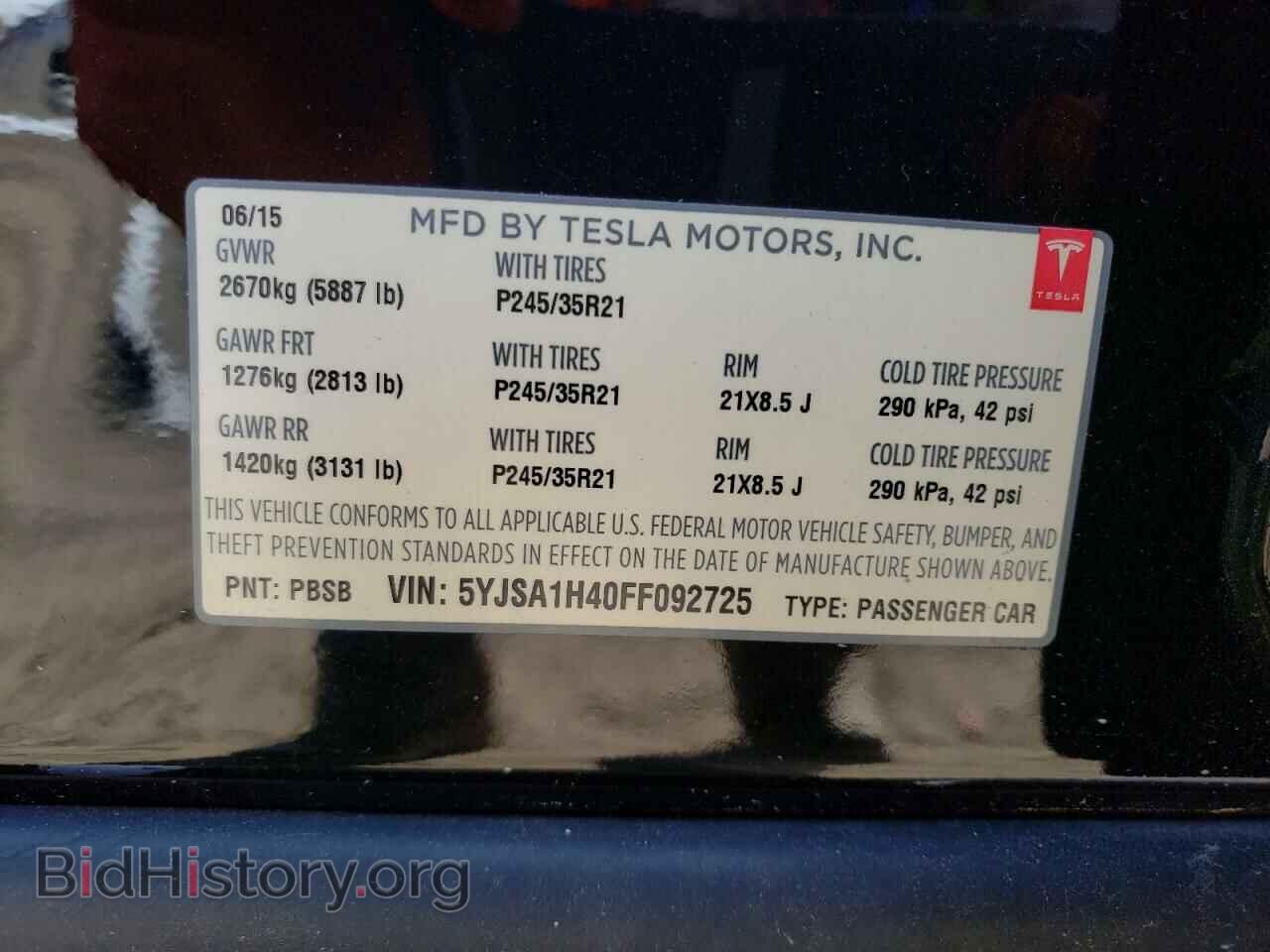 2015 TESLA MODEL S - VIN: 5YJSA1H40FF092725 - Photo 13