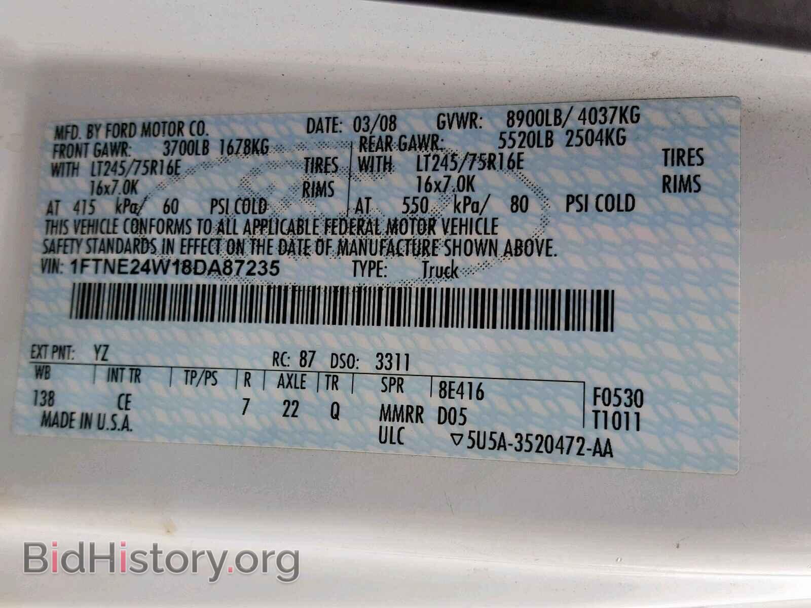 2008 FORD ECONOLINE - VIN: 1FTNE24W18DA87235 - Фото 10