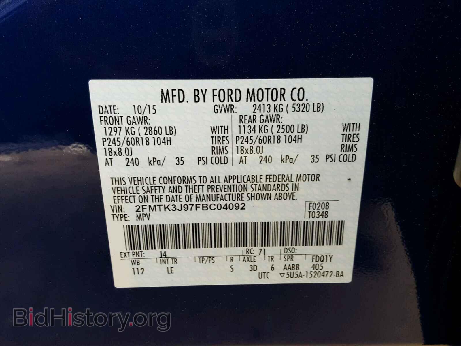 2015 FORD EDGE - VIN: 2FMTK3J97FBC04092 - Photo 10