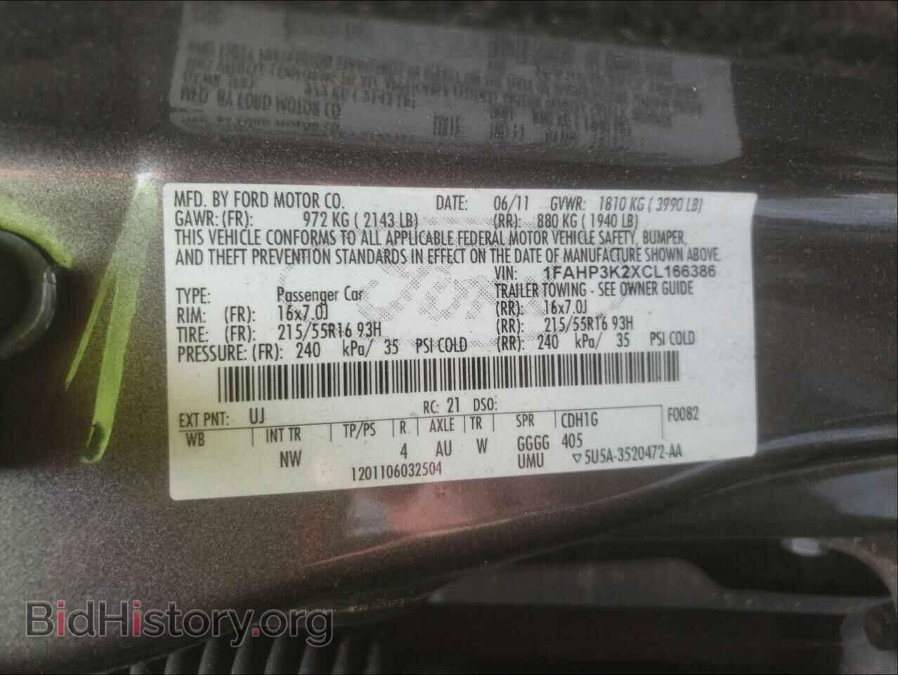 2012 FORD FOCUS - VIN: 1FAHP3K2XCL166386 - Фото 10