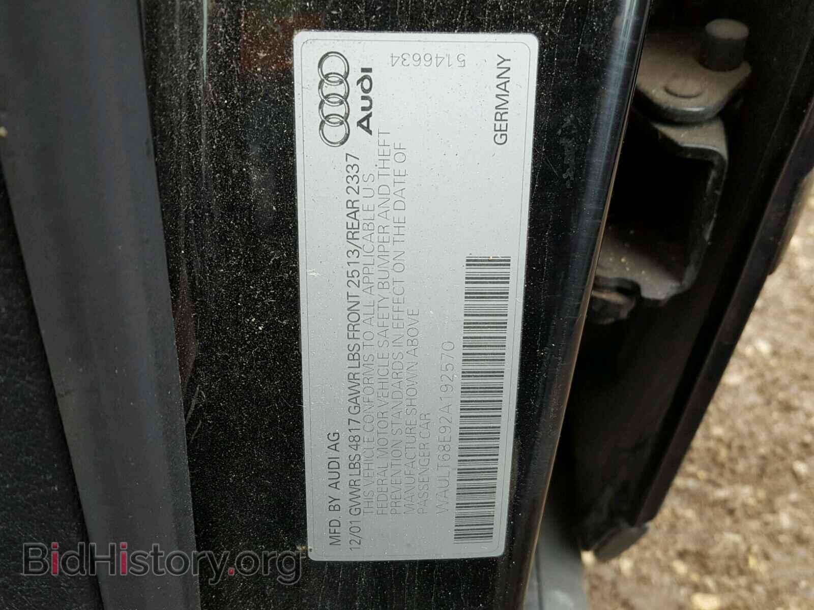 2002 AUDI A4 - VIN: WAULT68E92A192570 - Photo 10