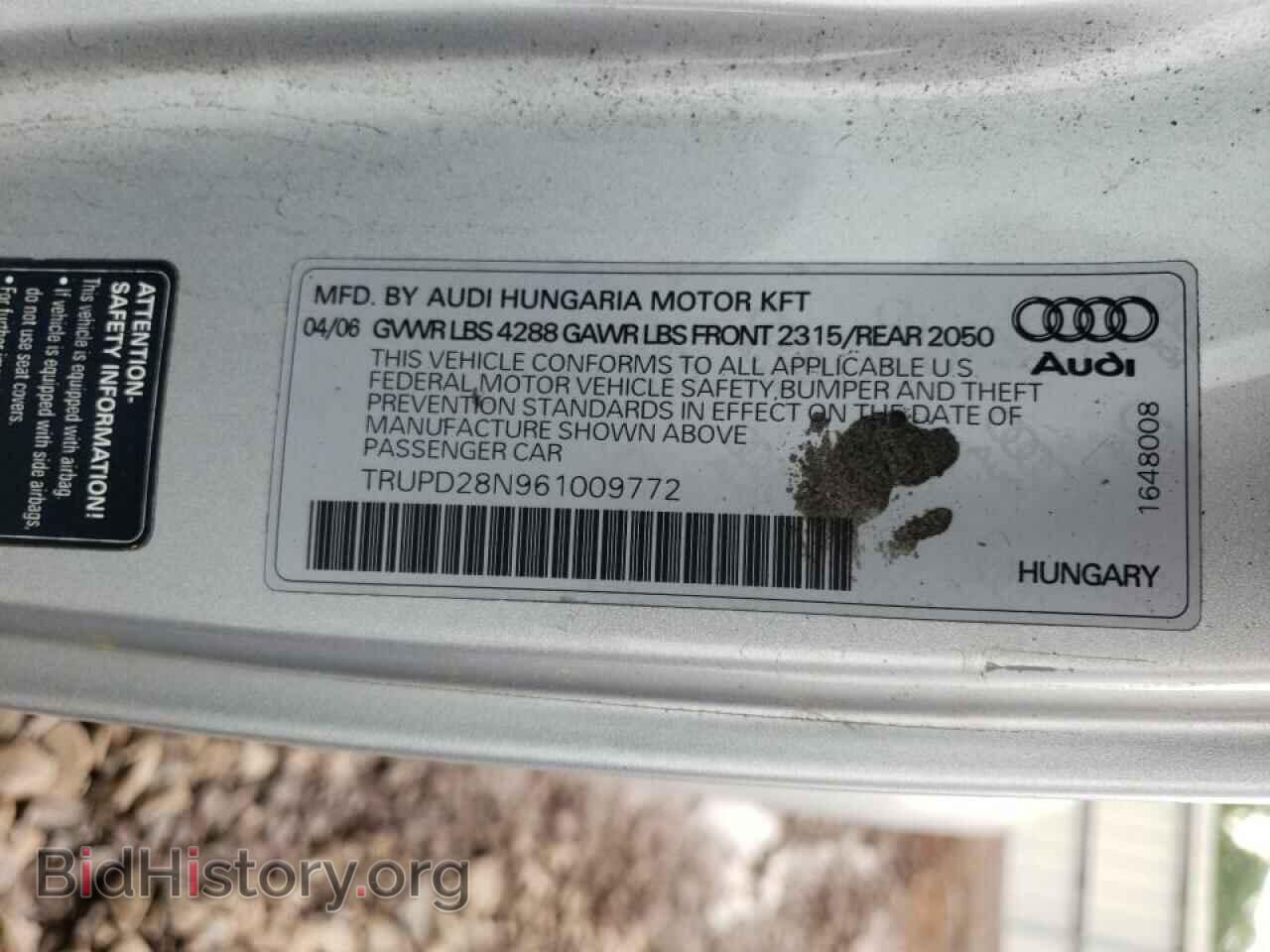 2006 AUDI TT - VIN: TRUPD28N961009772 - Фото 10