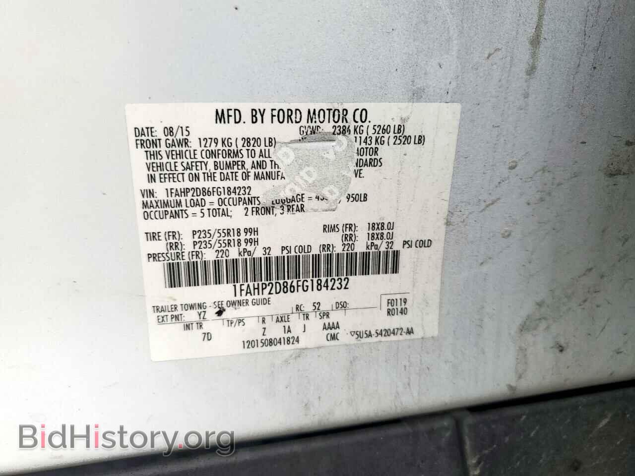 2015 FORD TAURUS - VIN: 1FAHP2D86FG184232 - Фото 13