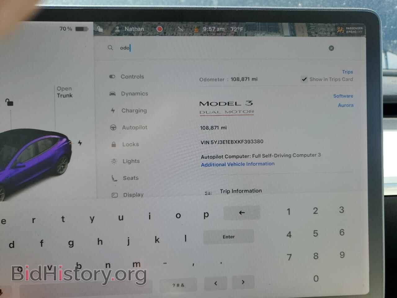 2019 TESLA MODEL 3 - VIN: 5YJ3E1EBXKF393380 - Photo 9