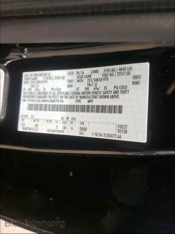 2017 FORD ESCAPE - VIN: 1FMCU9J96HUB87019 - Фото 10