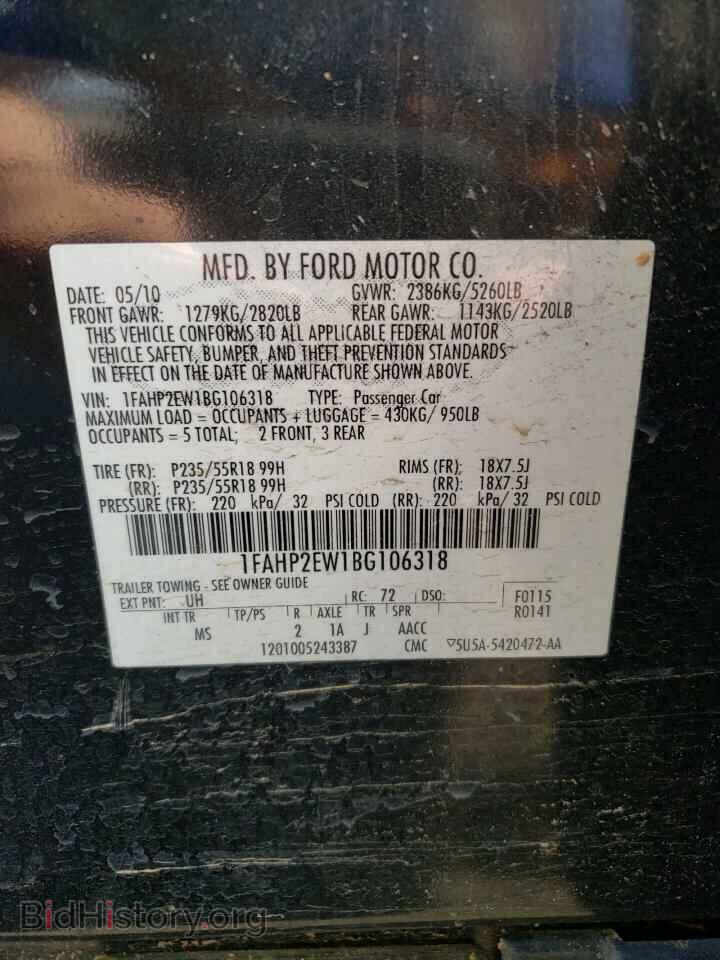 2011 FORD TAURUS - VIN: 1FAHP2EW1BG106318 - Фото 10