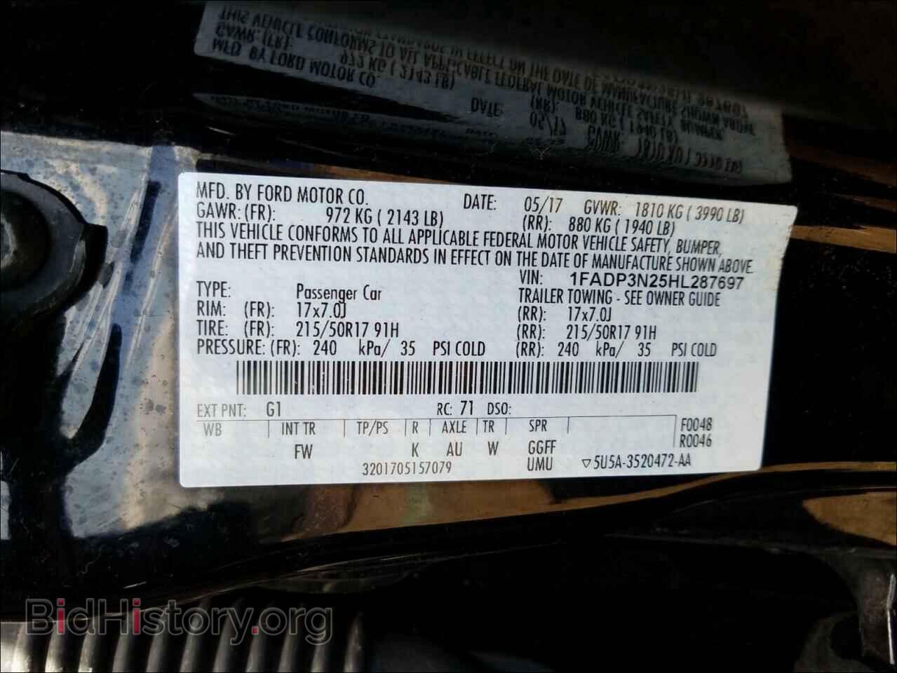 2017 FORD FOCUS - VIN: 1FADP3N25HL287697 - Фото 10