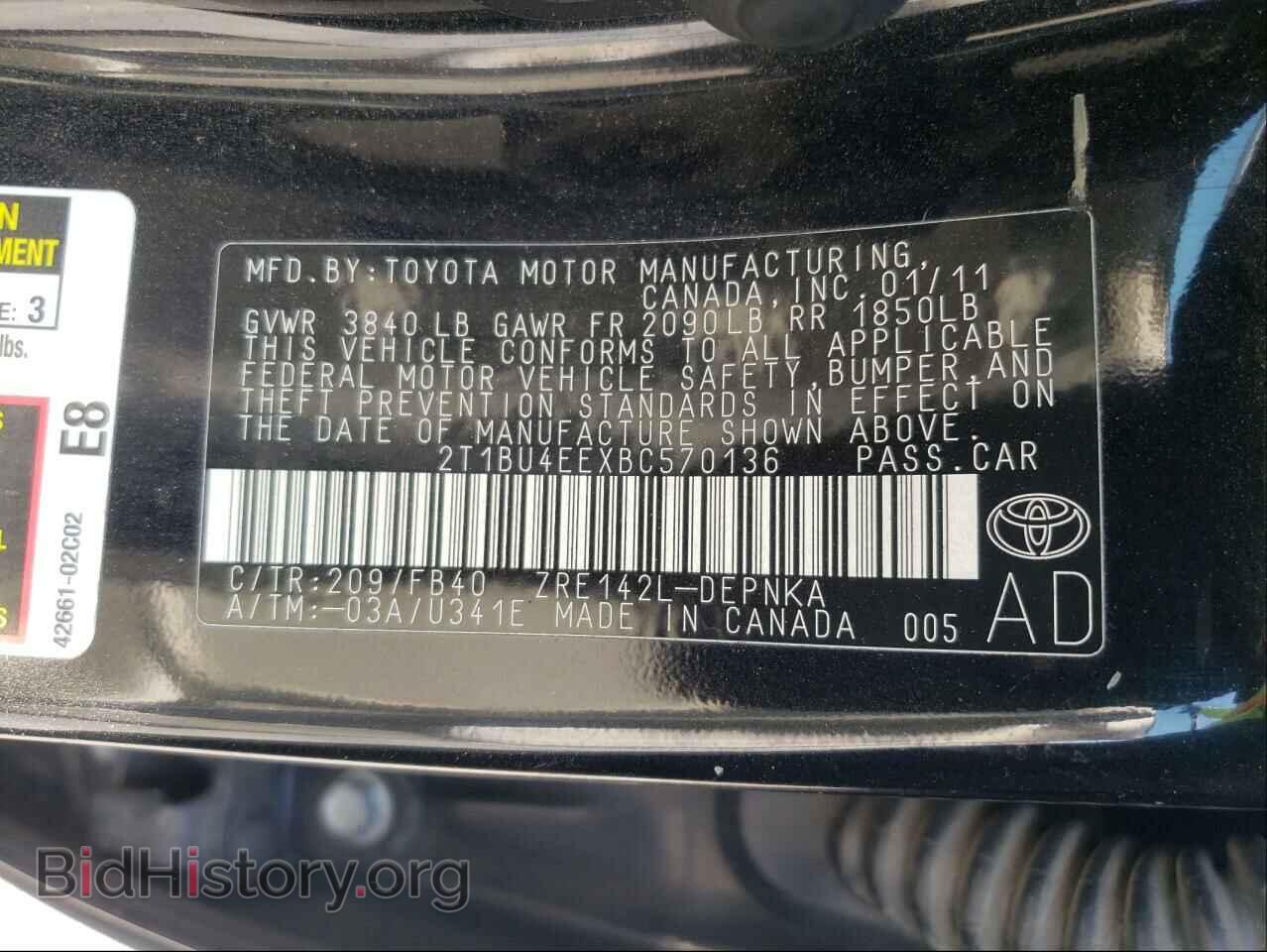 2011 TOYOTA COROLLA - VIN: 2T1BU4EEXBC570136 - Фото 10