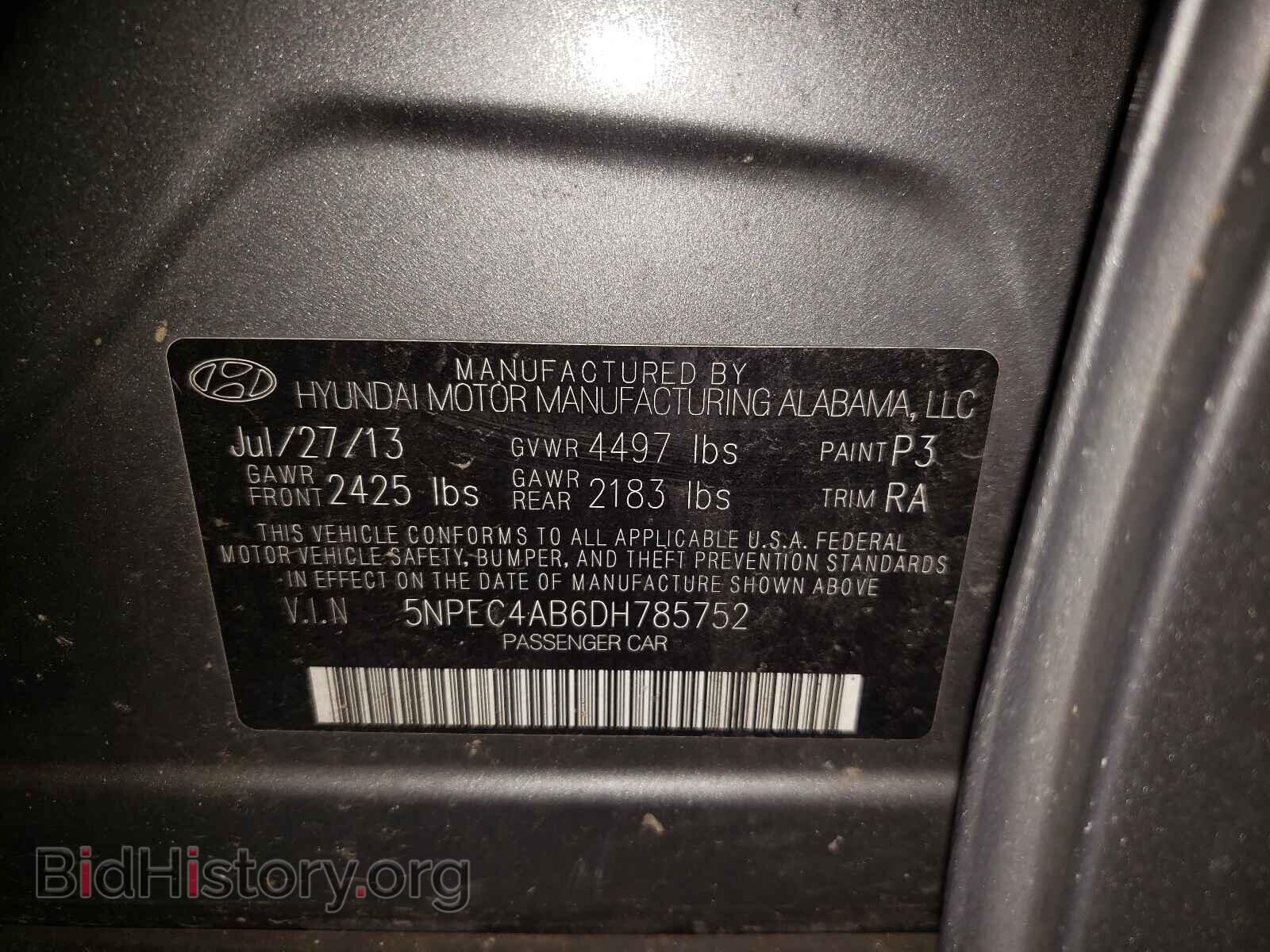 2013 HYUNDAI SONATA - VIN: 5NPEC4AB6DH785752 - Фото 10