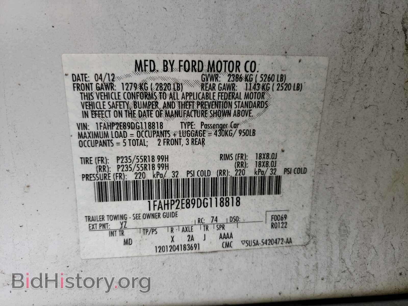 2013 FORD TAURUS - VIN: 1FAHP2E89DG118818 - Photo 10