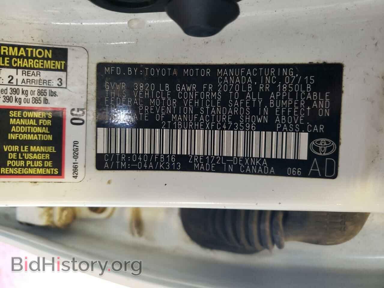 2015 TOYOTA COROLLA - VIN: 2T1BURHEXFC473596 - Фото 10
