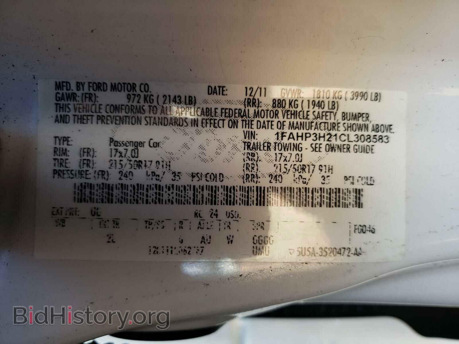 2012 FORD FOCUS - VIN: 1FAHP3H21CL308583 - Фото 10