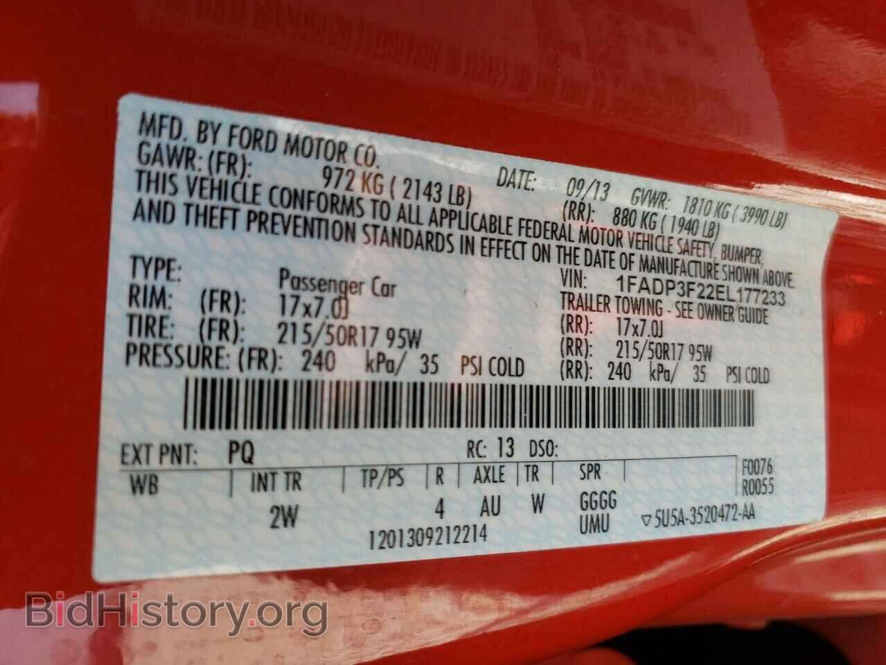 2014 FORD FOCUS - VIN: 1FADP3F22EL177233 - Фото 10