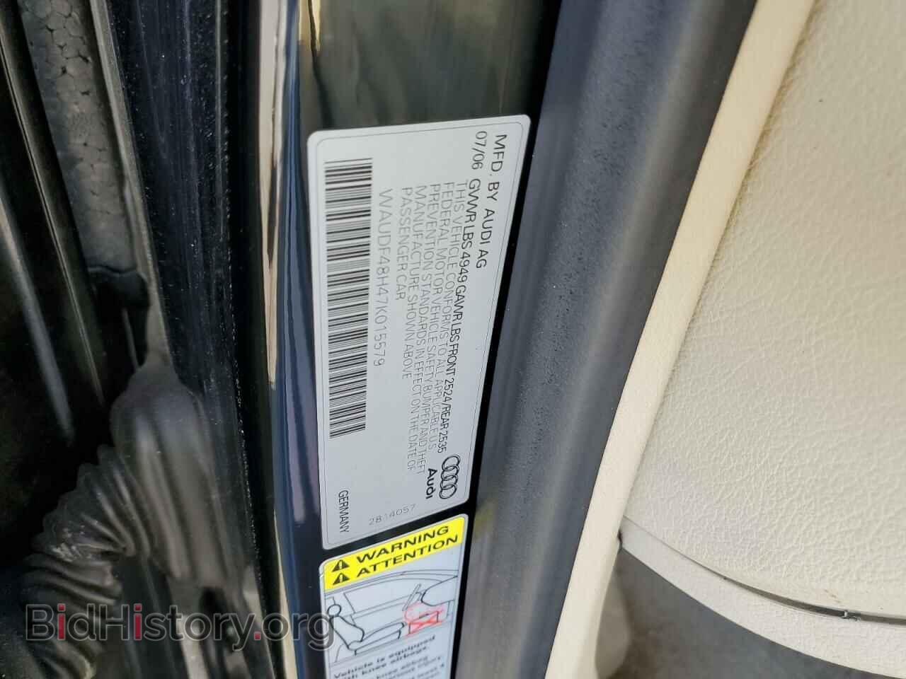 2007 AUDI A4 - VIN: WAUDF48H47K015579 - Фото 12