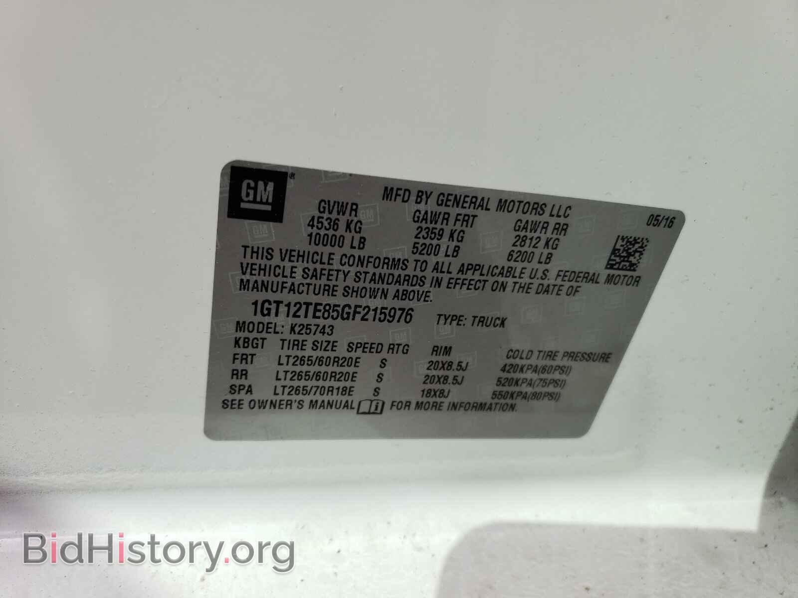 2016 GMC SIERRA - VIN: 1GT12TE85GF215976 - Фото 10