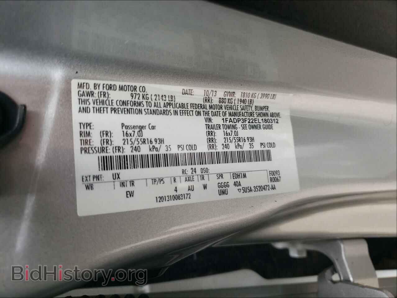2014 FORD FOCUS - VIN: 1FADP3F22EL180312 - Фото 10