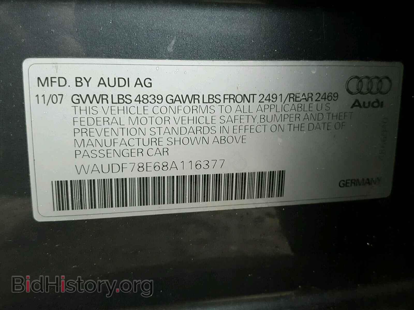 2008 AUDI A4 - VIN: WAUDF78E68A116377 - Фото 10