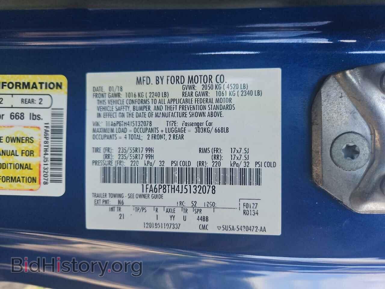 2018 FORD ALL Models - VIN: 1FA6P8TH4J5132078 - Фото 10