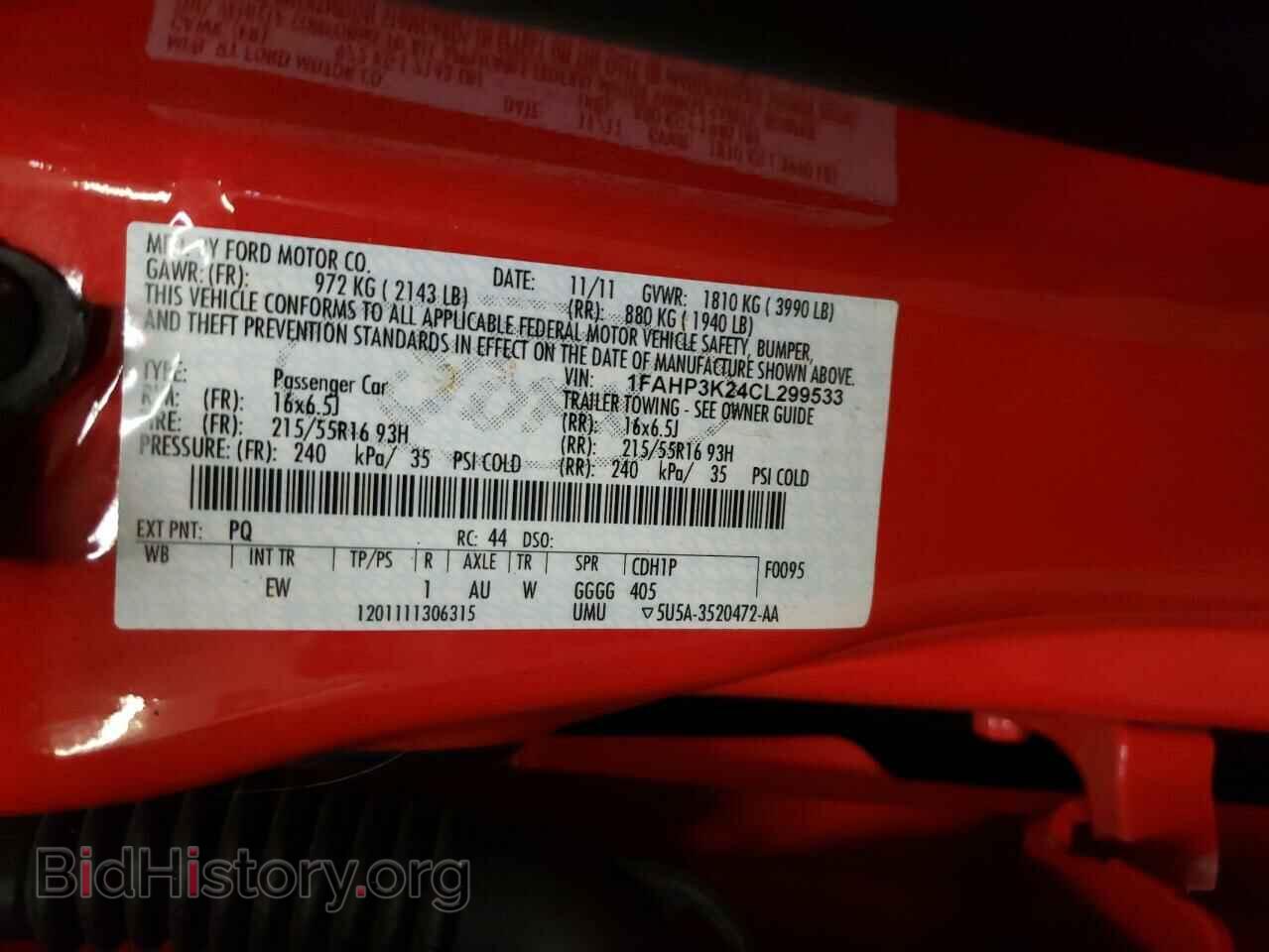 2012 FORD FOCUS - VIN: 1FAHP3K24CL299533 - Фото 10