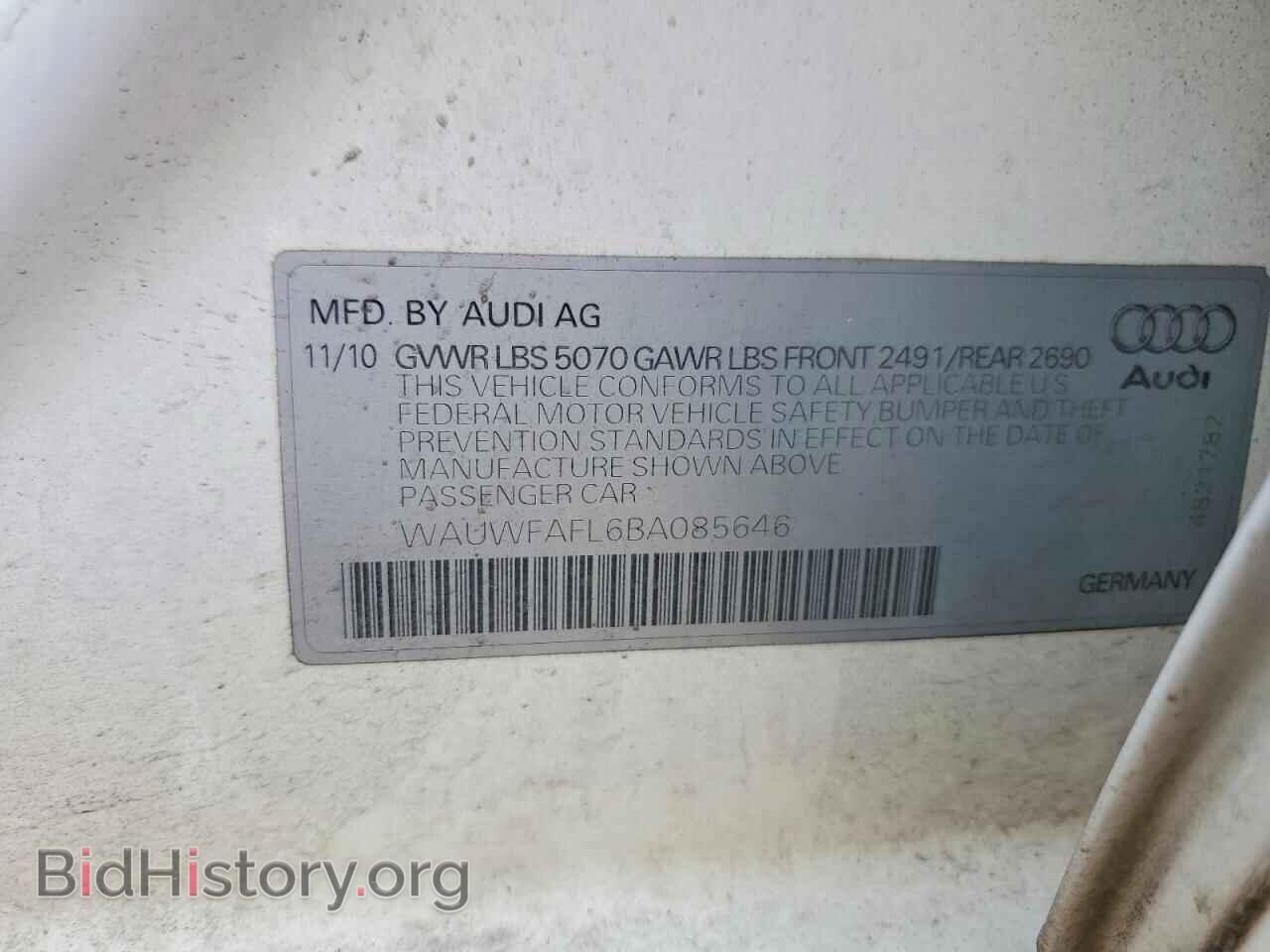 2011 AUDI A4 - VIN: WAUWFAFL6BA085646 - Фото 12