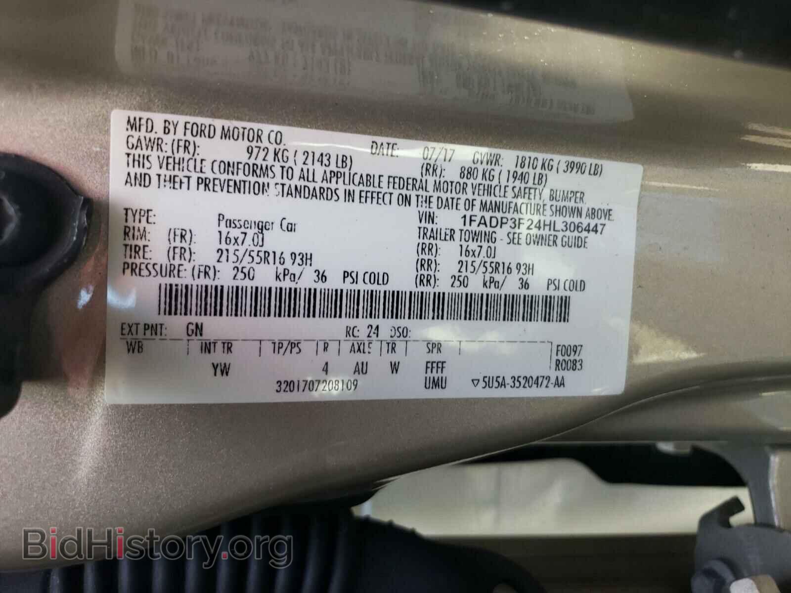 2017 FORD FOCUS - VIN: 1FADP3F24HL306447 - Фото 10