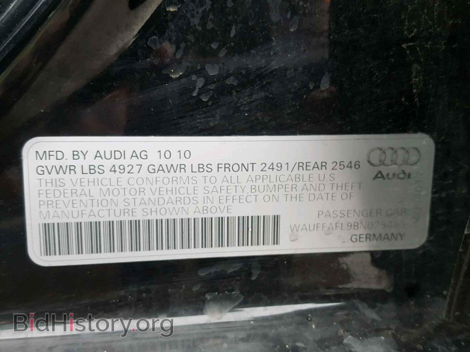 2011 AUDI A4 - VIN: WAUFFAFL9BN025465 - Фото 10