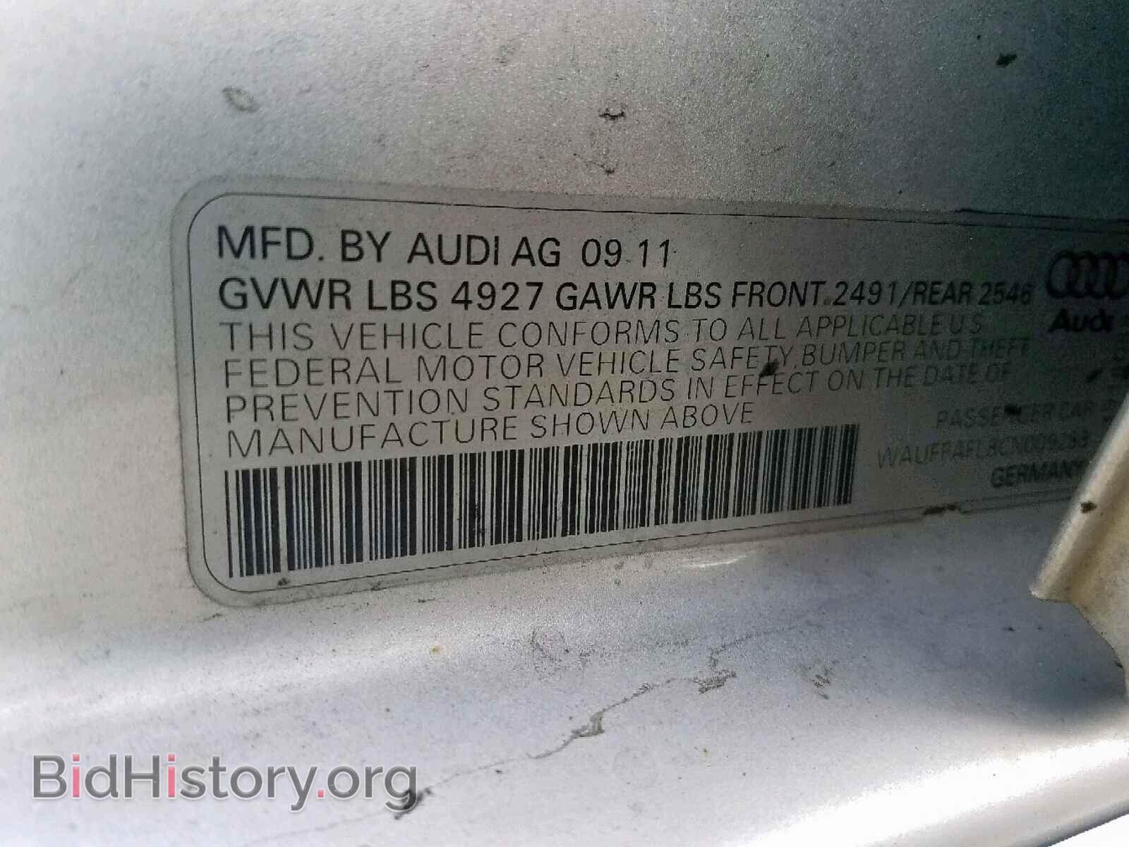 2012 AUDI A4 - VIN: WAUFFAFL8CN009288 - Фото 10