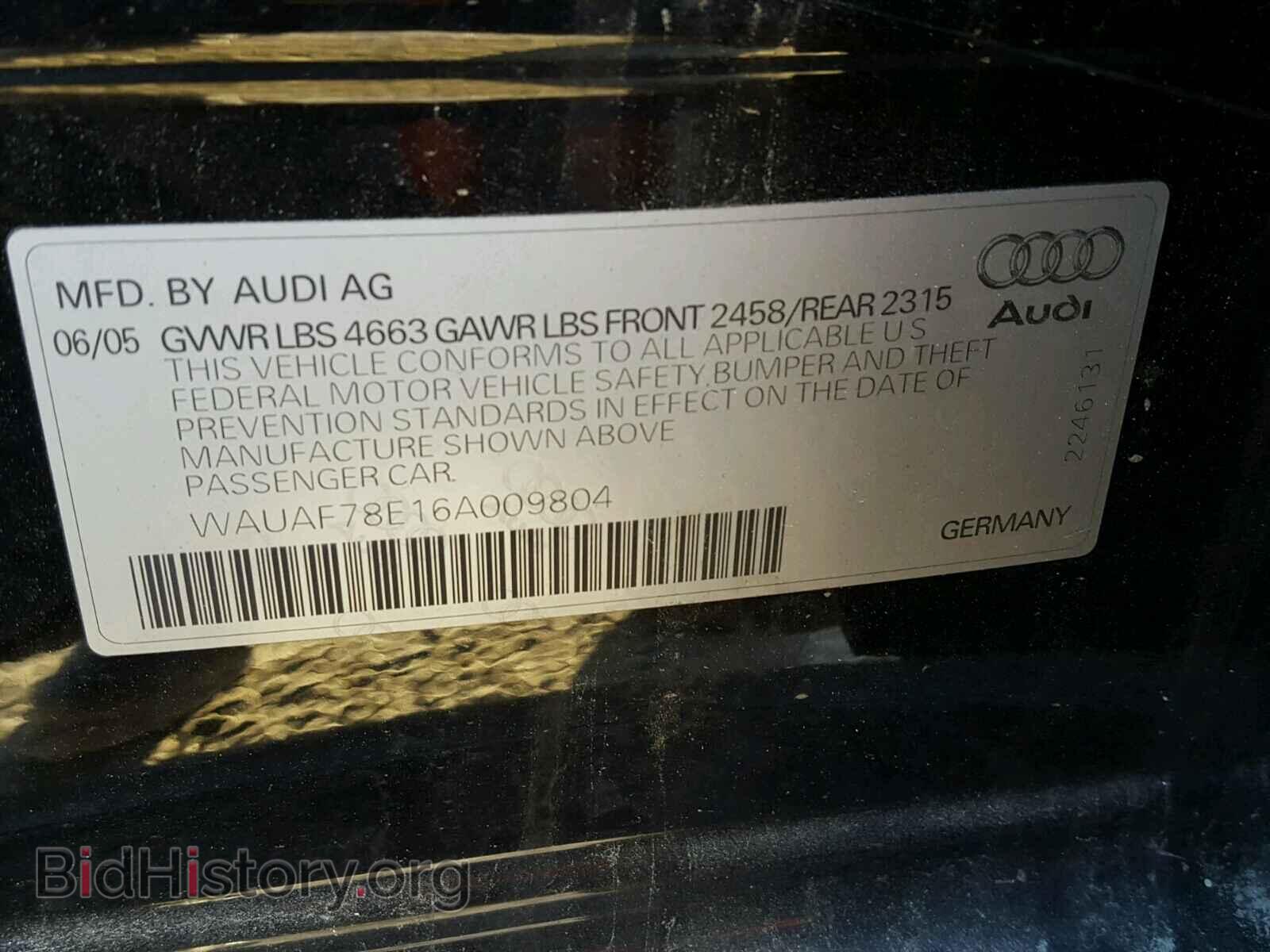 2006 AUDI A4 - VIN: WAUAF78E16A009804 - Photo 10