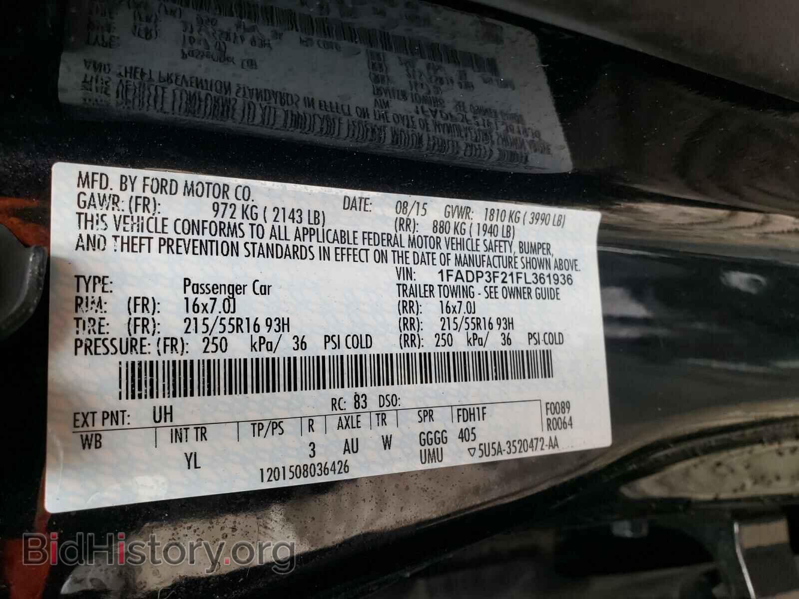 2015 FORD FOCUS - VIN: 1FADP3F21FL361936 - Фото 10