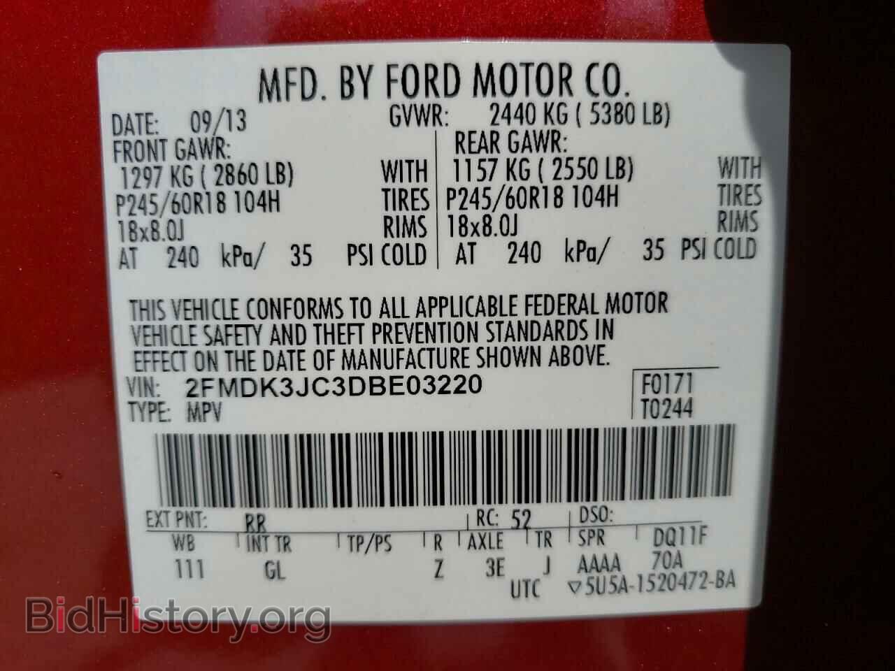 2013 FORD EDGE - VIN: 2FMDK3JC3DBE03220 - Photo 10