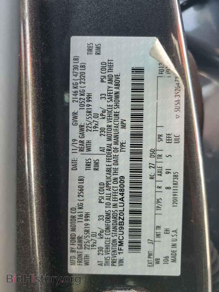 2020 FORD ESCAPE - VIN: 1FMCU9BZ0LUA48009 - Фото 13