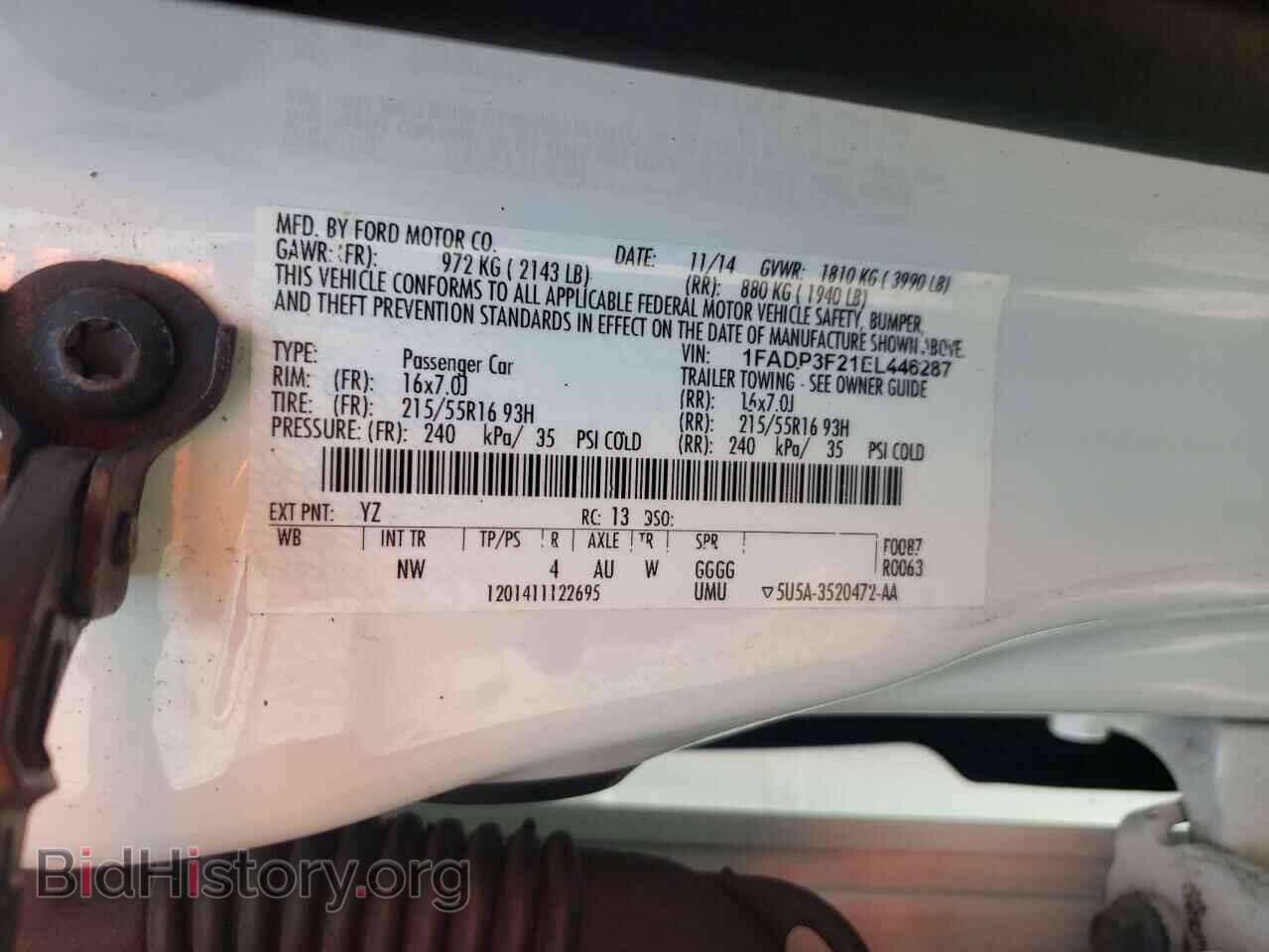 2014 FORD FOCUS - VIN: 1FADP3F21EL446287 - Фото 12