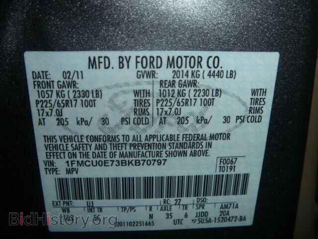 2011 FORD ESCAPE - VIN: 1FMCU0E73BKB70797 - Photo 10