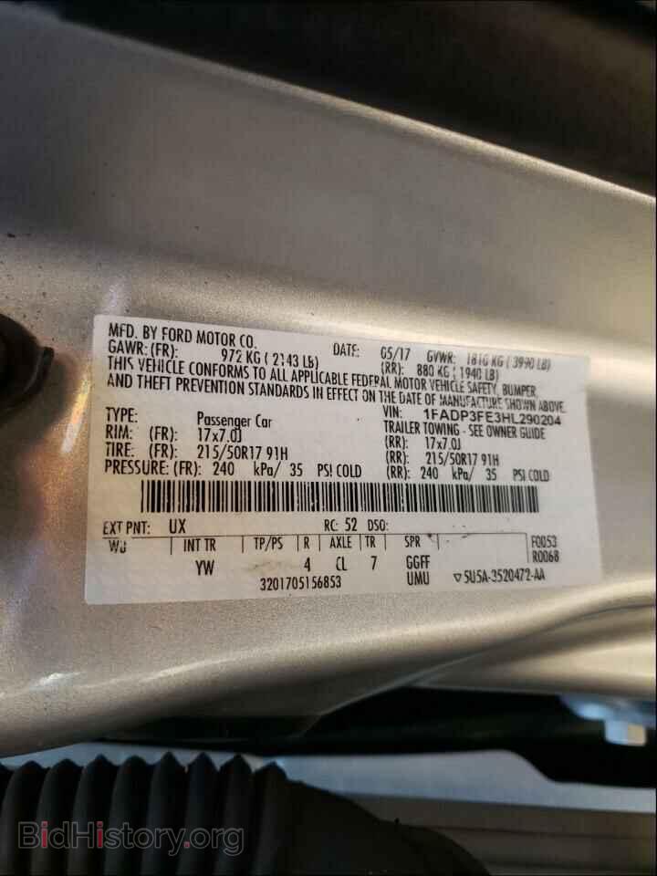 2017 FORD FOCUS - VIN: 1FADP3FE3HL290204 - Фото 10