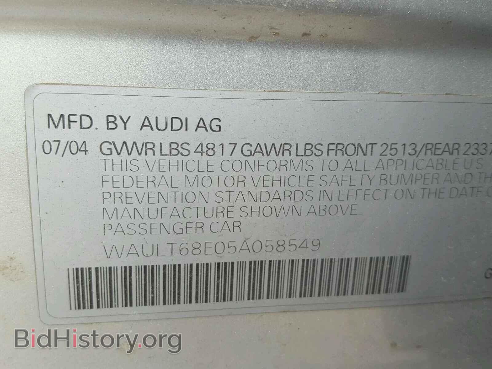2005 AUDI A4 - VIN: WAULT68E05A058549 - Photo 10