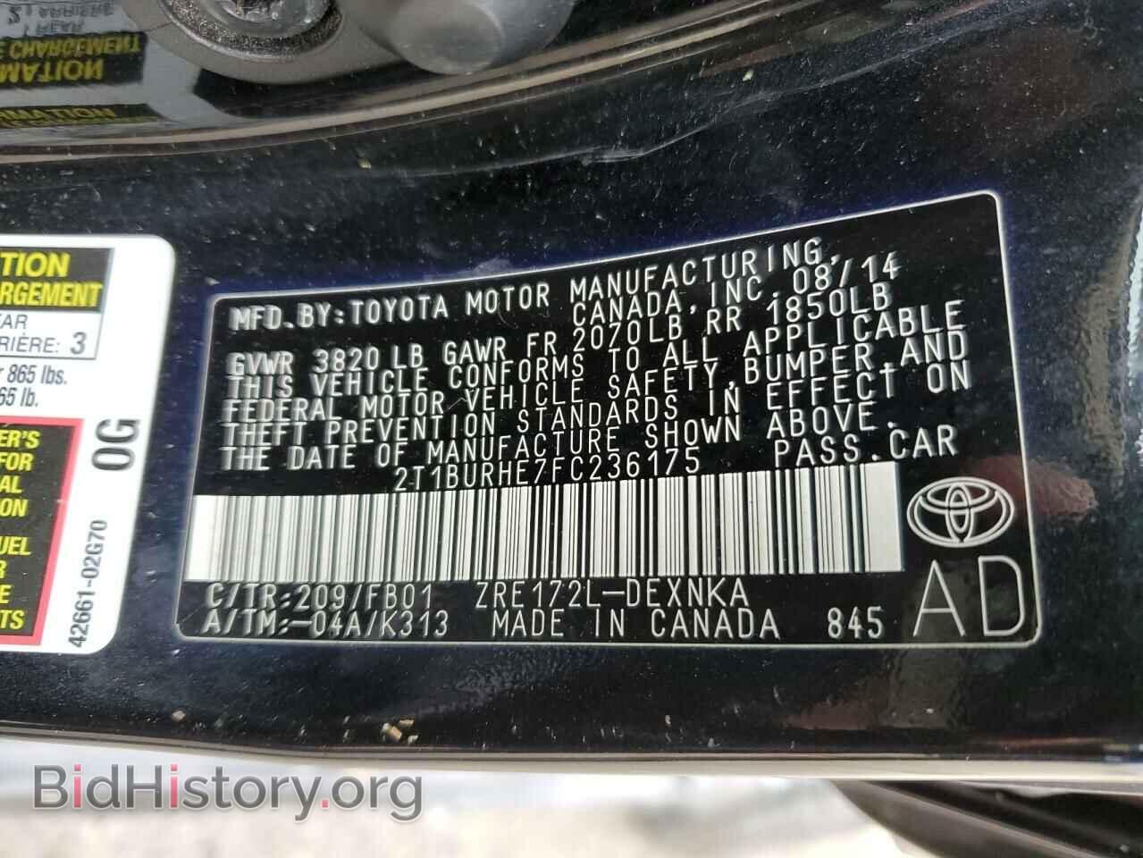 2015 TOYOTA COROLLA - VIN: 2T1BURHE7FC236175 - Фото 12