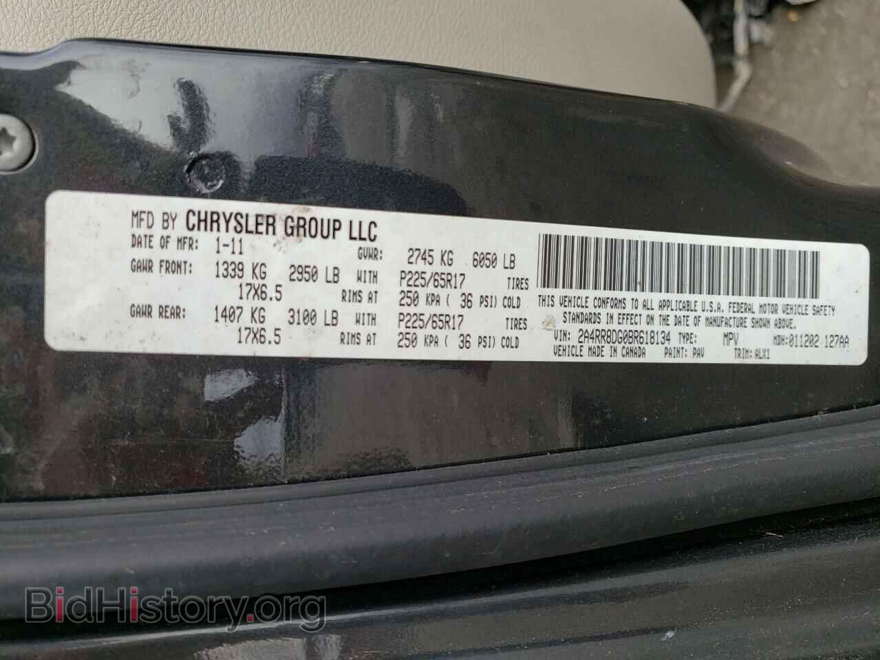 2011 CHRYSLER MINIVAN - VIN: 2A4RR8DG0BR618134 - Фото 10