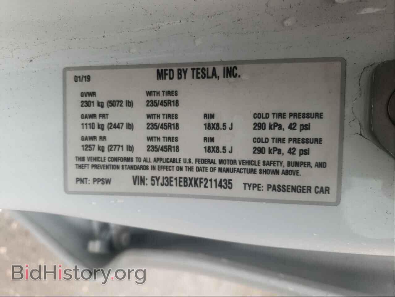 2019 TESLA MODEL 3 - VIN: 5YJ3E1EBXKF211435 - Photo 10