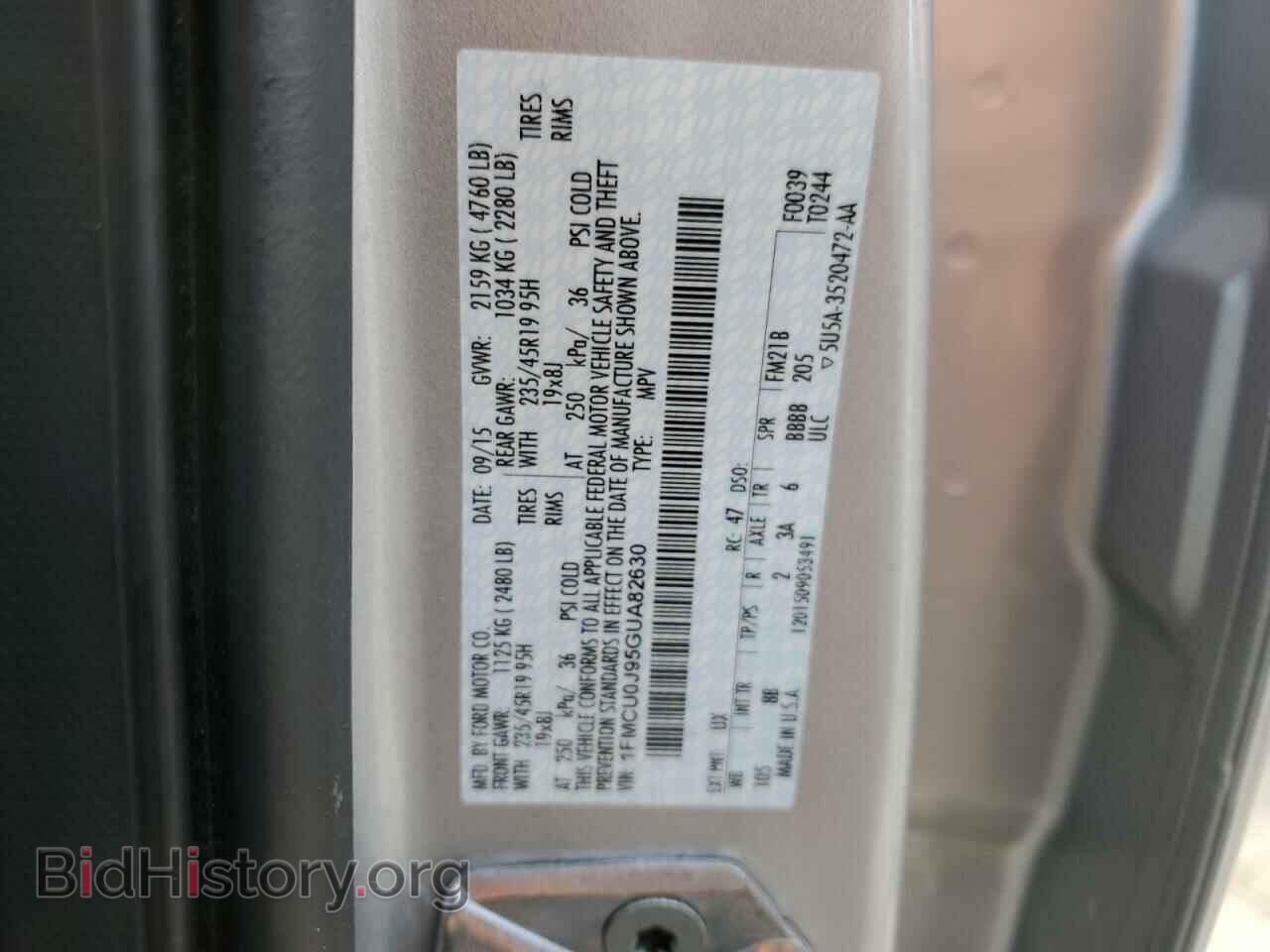 2016 FORD ESCAPE - VIN: 1FMCU0J95GUA82630 - Фото 12